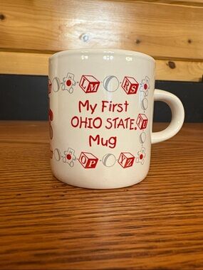 NWT Ohio State Child’s First Ceramic Buckeyes Mug w/ Teddy Bear & Baby Blocks